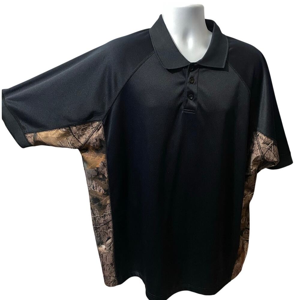 Buckhorn River Black and Camo Polo Mens Size 2XL